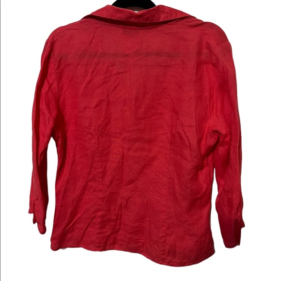 Talbots Red Long Sleeve 100% Linen Top Size 12 - Picture 2 of 5